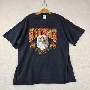 2004 Sturgis T Shirt Large Black Bike Rally Eagle Double Sided Motorcycle Dakota